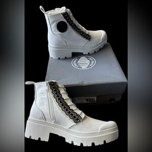 PALLADIUM Pallabase Twill Canvas Boots Women’s Sz 9.5 Customized By Artist